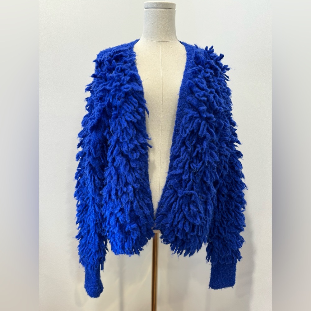J. Crew Electric Blue Shaggy Open Cardigan